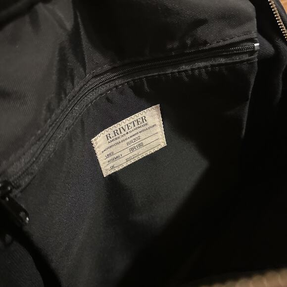 R. Riveter Backpack Unisex Large Black Canvas Leather USA Handmade Pockets main image 5